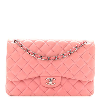 Chanel Lambskin Quilted Jumbo Double Flap Pink 1 of 15