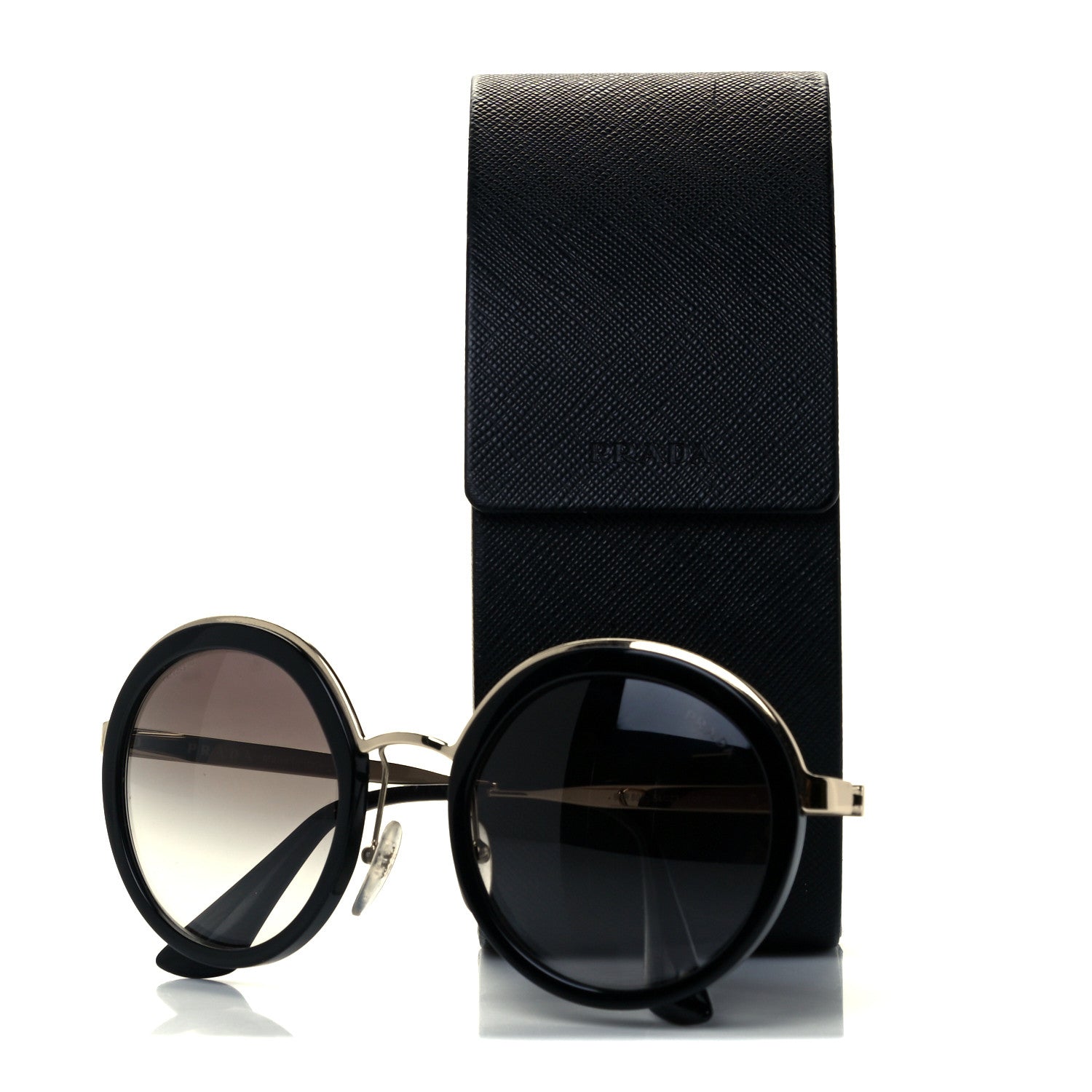 Prada Round Frame Sunglasses SPR 50T Black 7 of 7