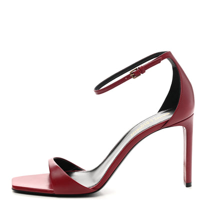 Saint Laurent Smooth Calfskin Bea 90 Ankle Strap Sandals 38.5 Opyum Red 1 of 9