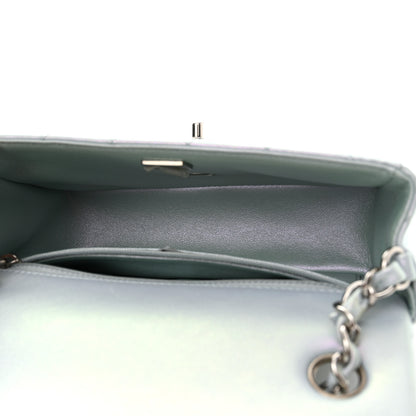 Chanel Iridescent Calfskin Quilted Mini Rectangular Flap Light Blue 5 of 14