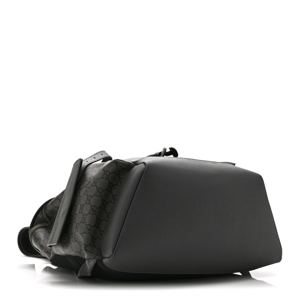 Gucci GG Supreme Monogram Textured Dollar Calfskin Medium Ophidia Double Buckle Backpack Grey Black Graphite Grey 4 of 10