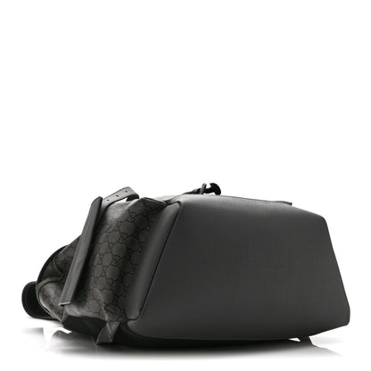 Gucci GG Supreme Monogram Textured Dollar Calfskin Medium Ophidia Double Buckle Backpack Grey Black Graphite Grey 4 of 10