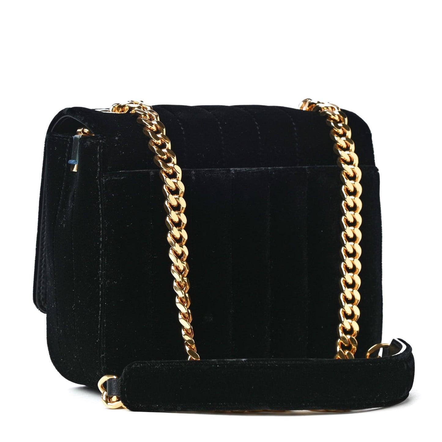 Velvet Matelasse Small Vicky Chain Bag Black