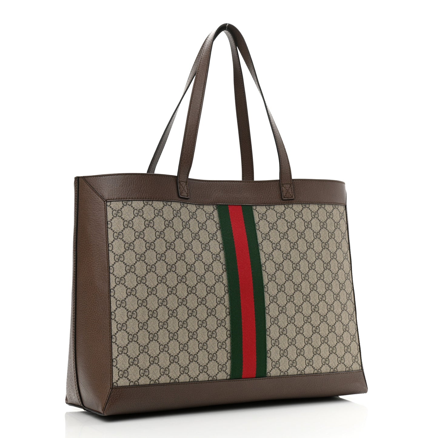 GG Supreme Monogram Web Ophidia Tote Brown