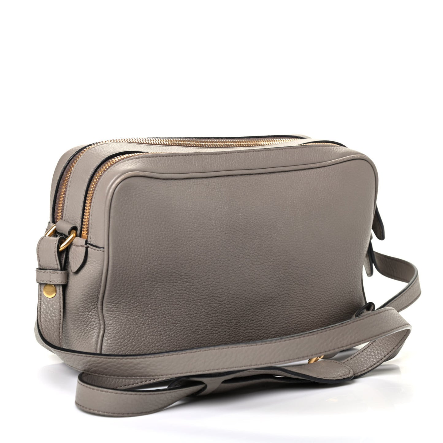 Vitello Daino Medium Double Zip Shoulder Bag Argilla