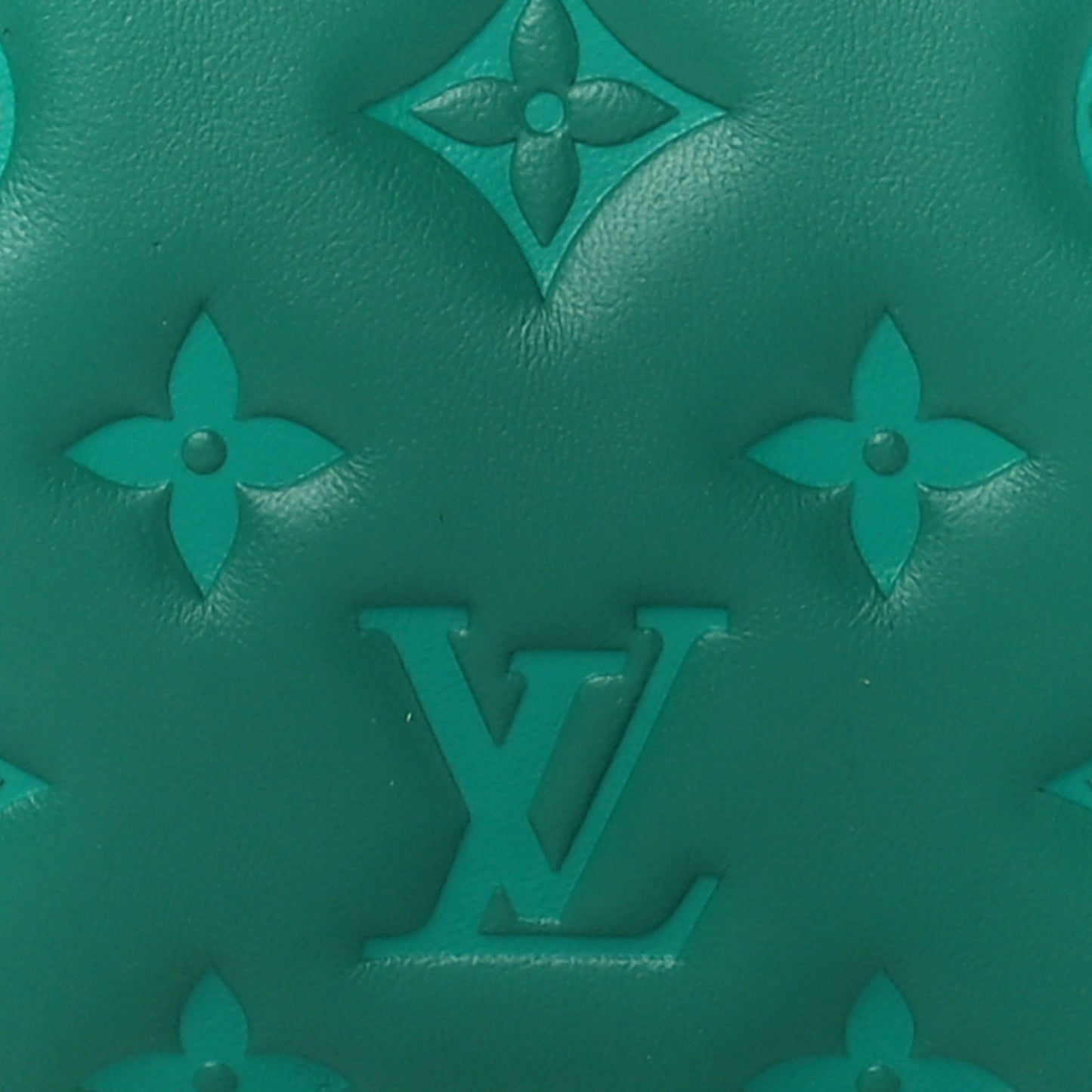 Lambskin Embossed Monogram Coussin BB Emeraude