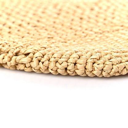 Prada Yarn Raffia Effect Crochet Logo Embroidered Shopping Tote Bag Naturale 8 of 9