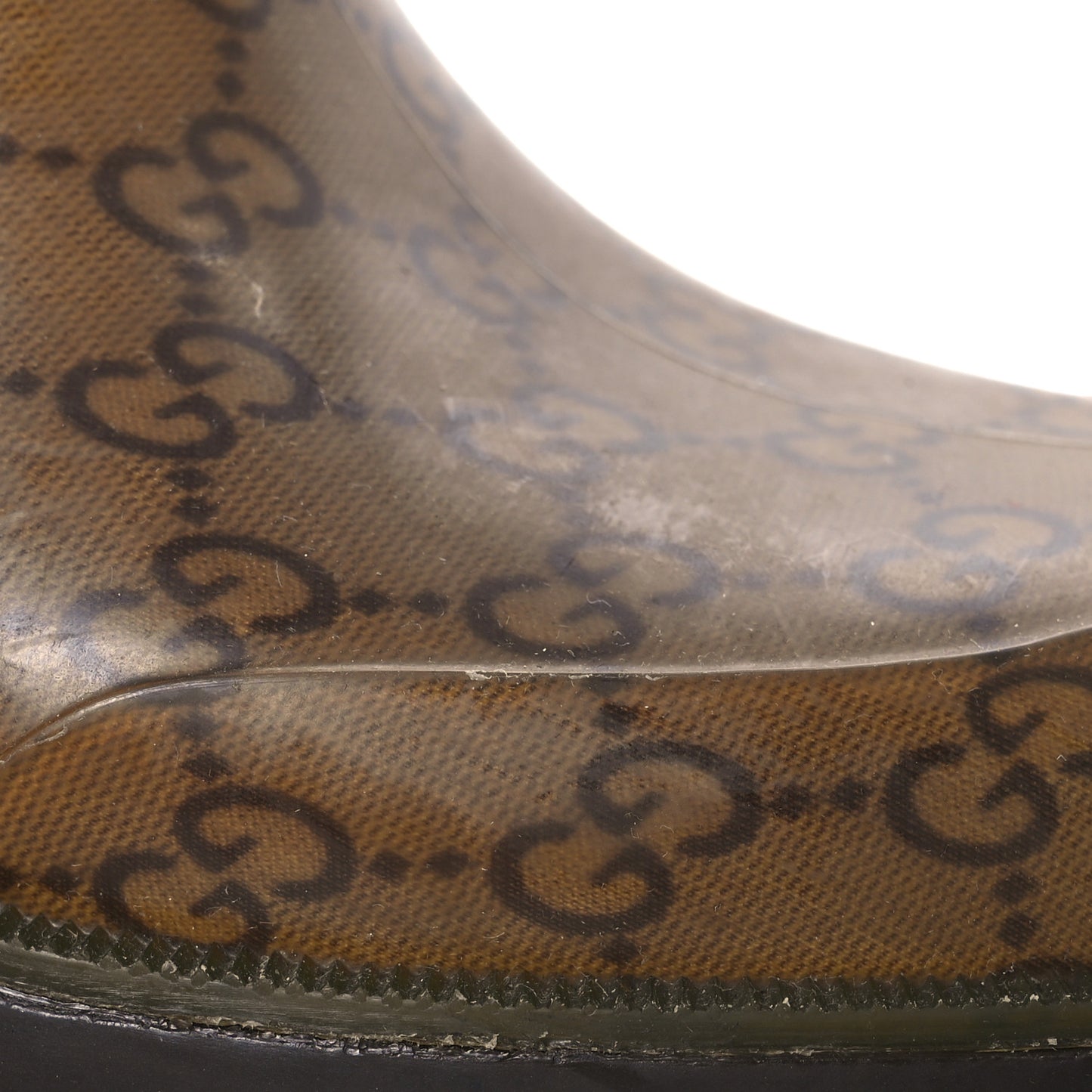 Rubber Monogram Edinburg Rain Boots 37 Transparent Cocoa