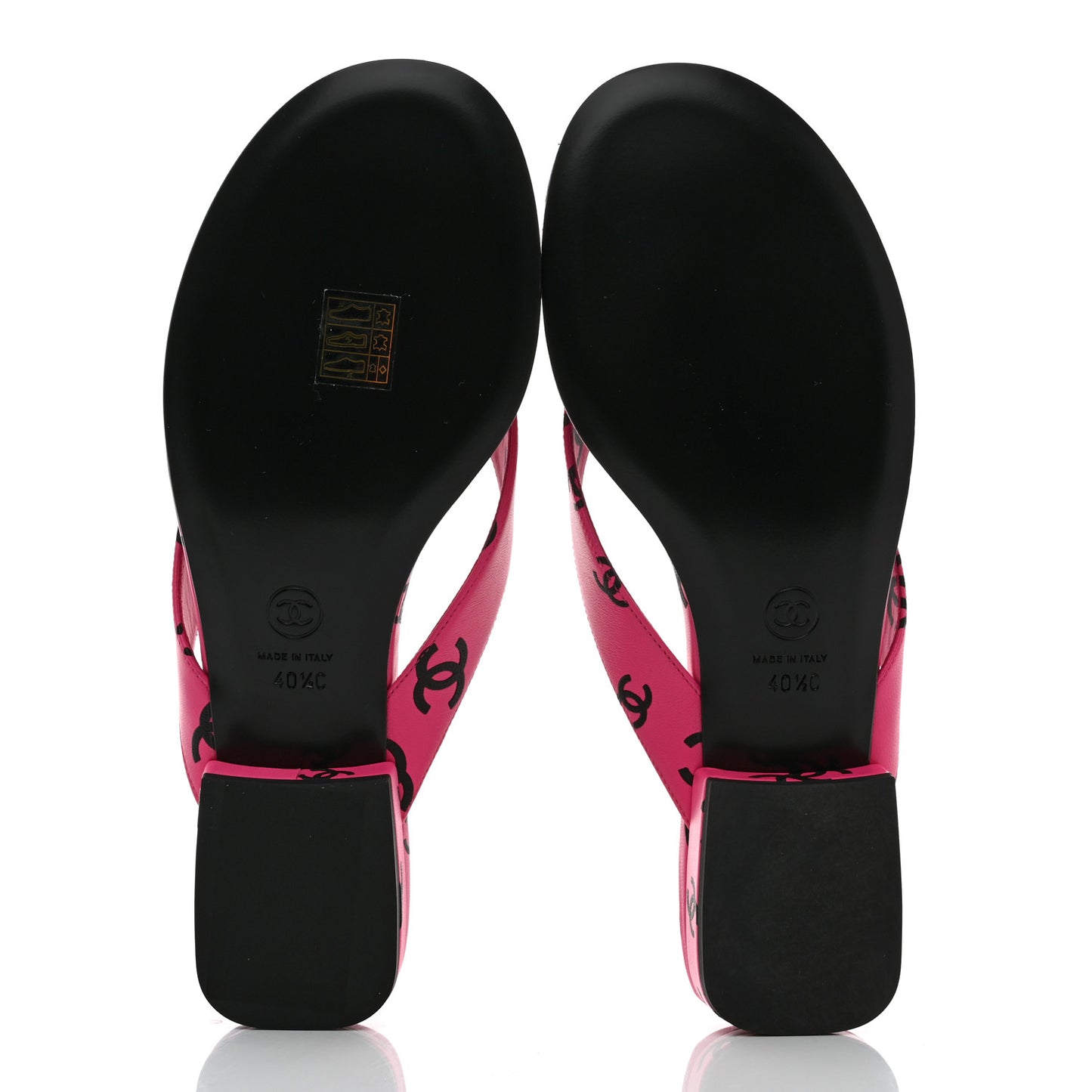 Printed Lambskin Coco Beach Thong Sandals 40.5 Dark Pink Black