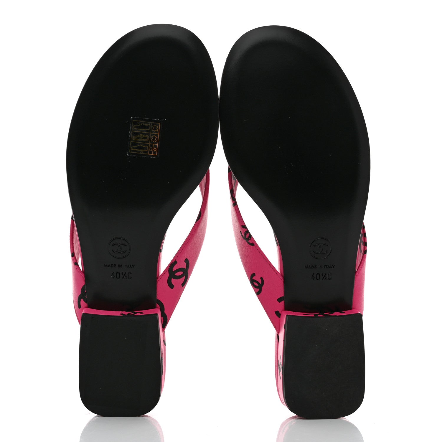 Chanel Printed Lambskin Coco Beach Thong Sandals 40.5 Dark Pink Black 5 of 9