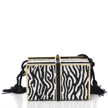 Judith Leiber Swarovski Crystal Zebra Miniaudiere Clutch Black Silver 4 of 17