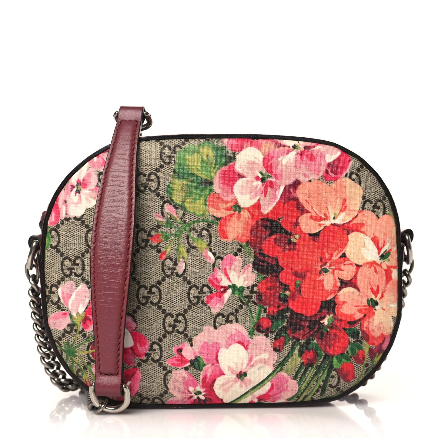 GG Supreme Monogram Blooms Mini Chain Shoulder Bag Beige Multicolor Dry Rose