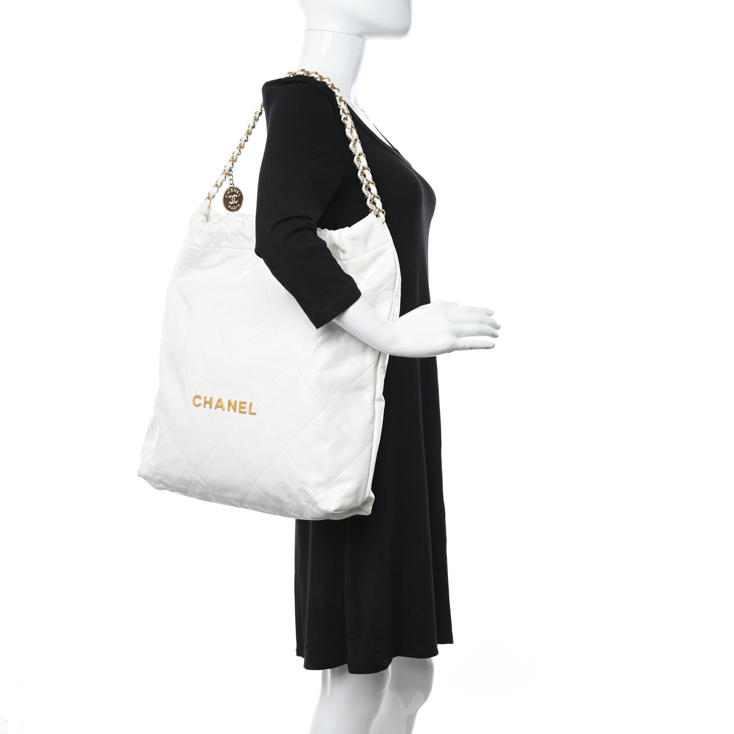 Chanel Shiny Calfskin Quilted Large Chanel 22 White 2 of 11