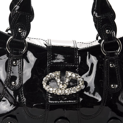 Valentino Garavani Patent Crystal Catch Satchel Black 10 of 10