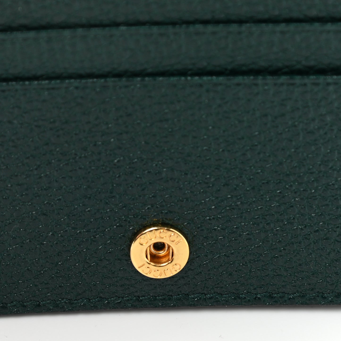 Grainy Calfskin Zumi Chain Card Case Wallet Vintage Green