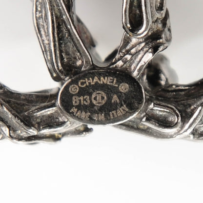 Chanel Crystal Textured CC Earrings Silver 5 of 5