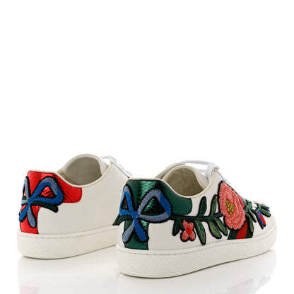 Gucci Calfskin Web Floral Embroidered Womens Ace Sneakers 39 White 9 of 9