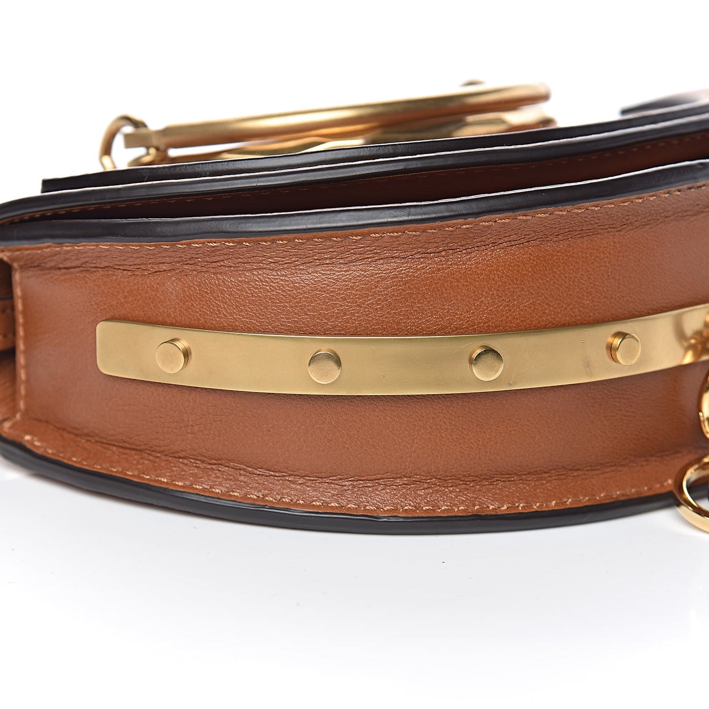 Calfskin Small Nile Bracelet Minaudiere Bag Caramel