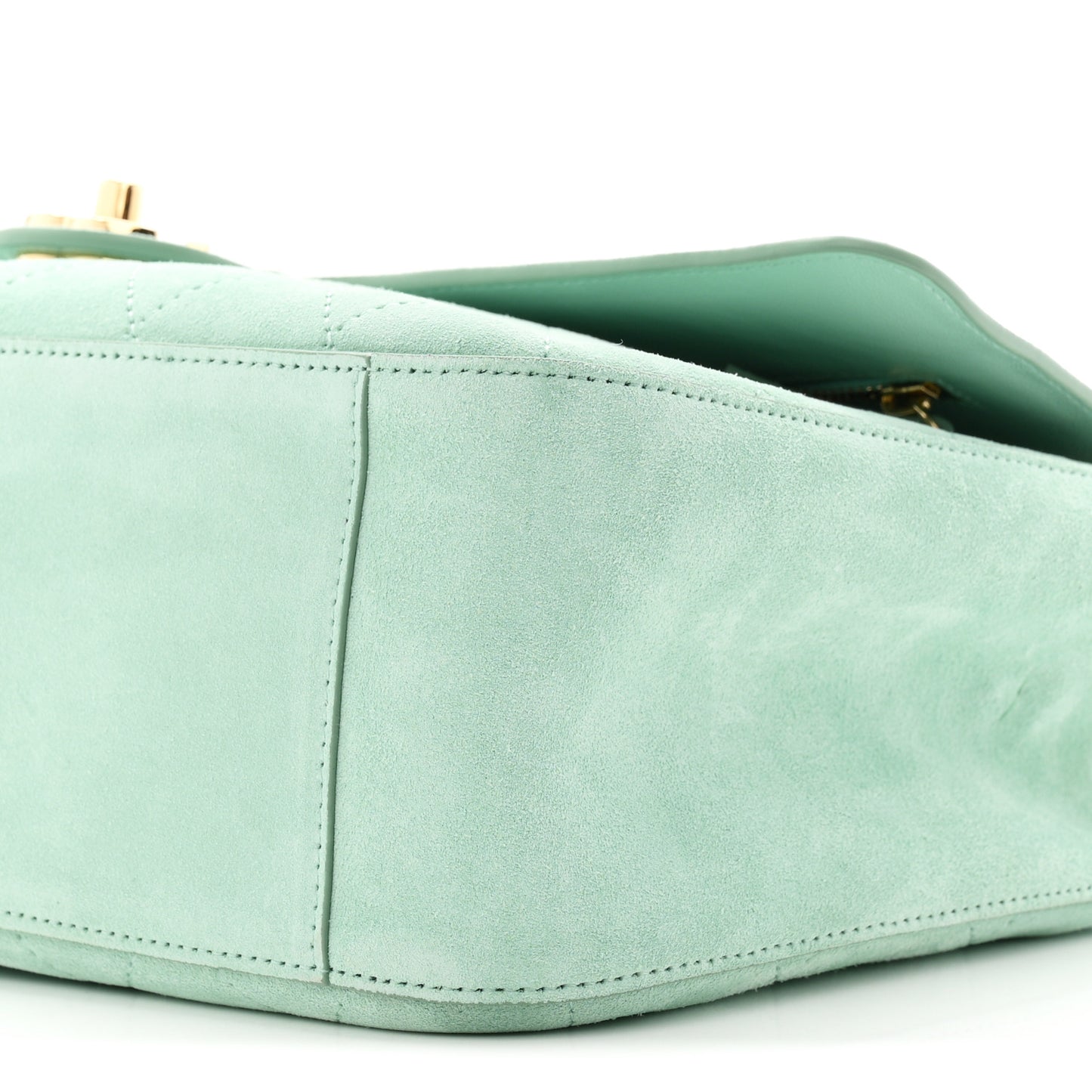 Suede Calfskin Small Souplissimo Maxi Flap Green