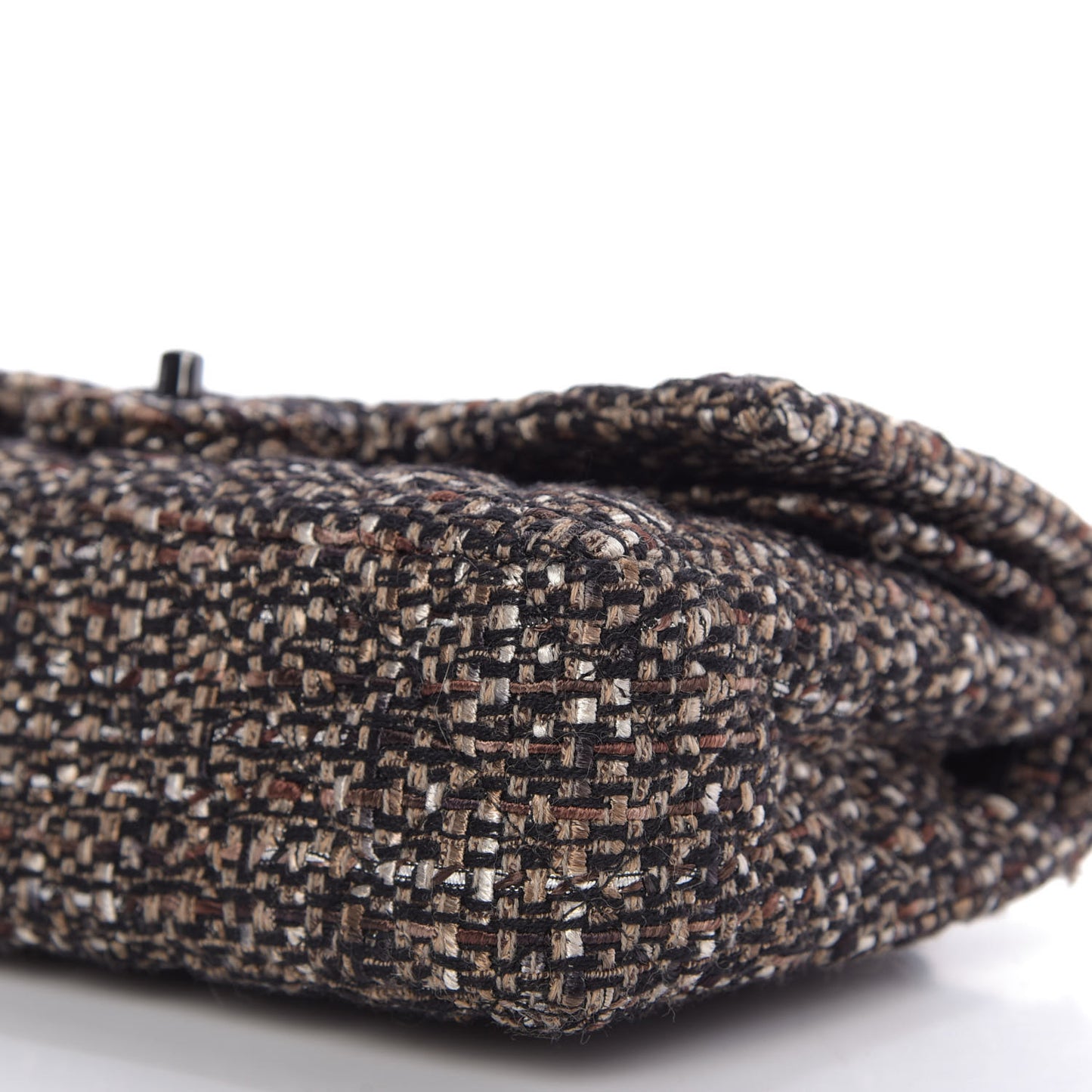 Tweed Quilted Medium Double Flap Brown