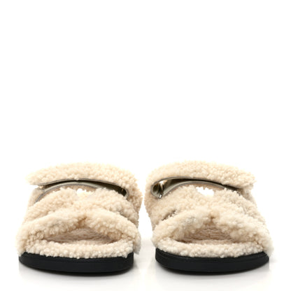 Hermes Woolskin Womens Chypre Sandals 35 Ecru 2 of 8
