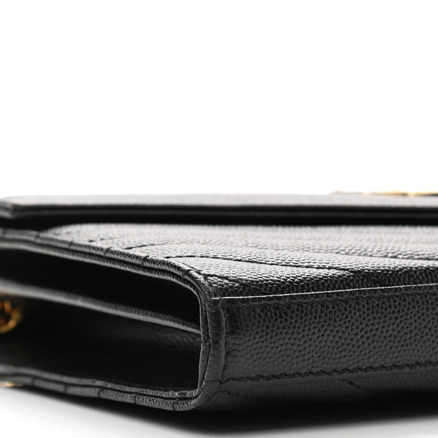 Grain De Poudre Matelasse Chevron Monogram Chain Wallet Black