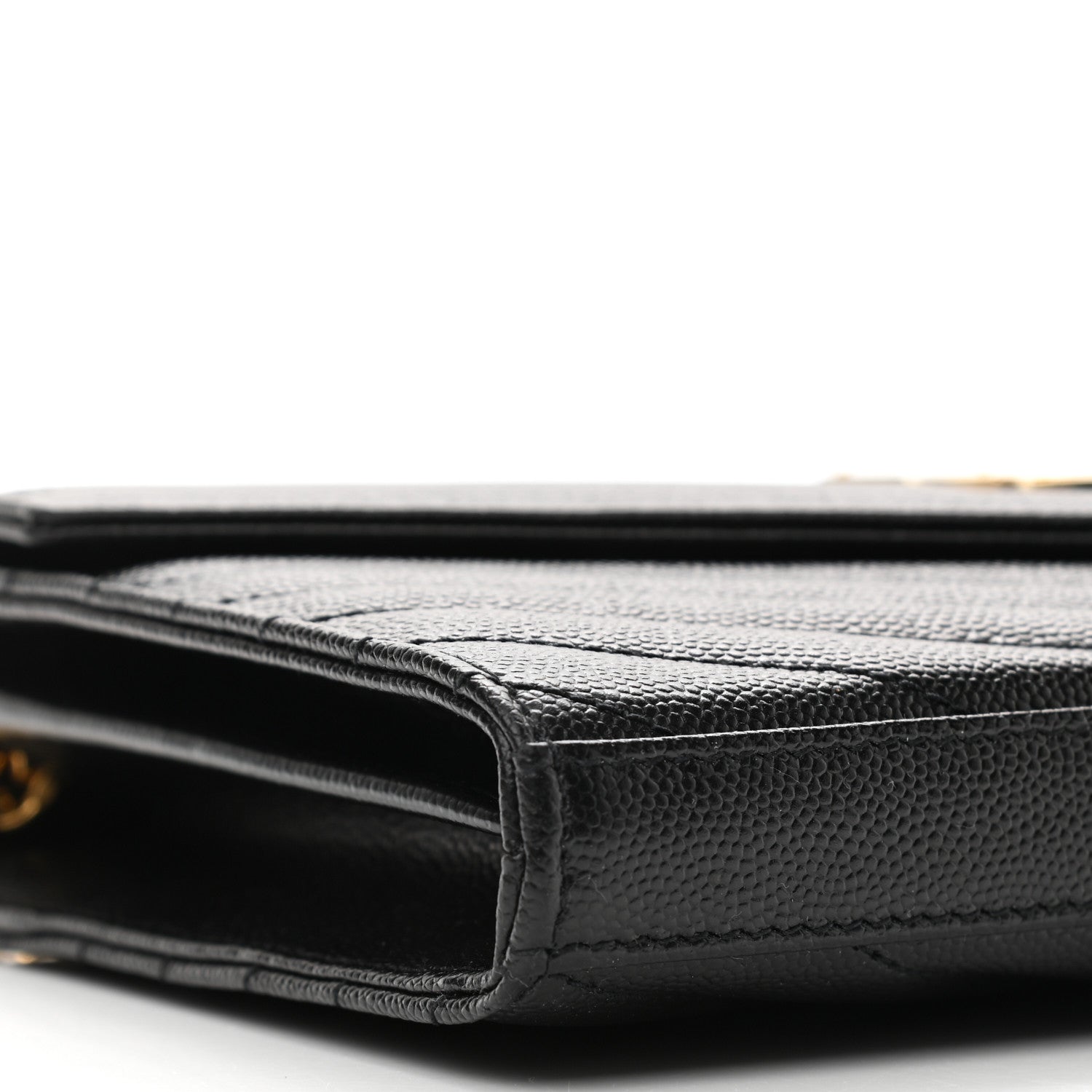 Saint Laurent Grain De Poudre Matelasse Chevron Monogram Chain Wallet Black 10 of 12