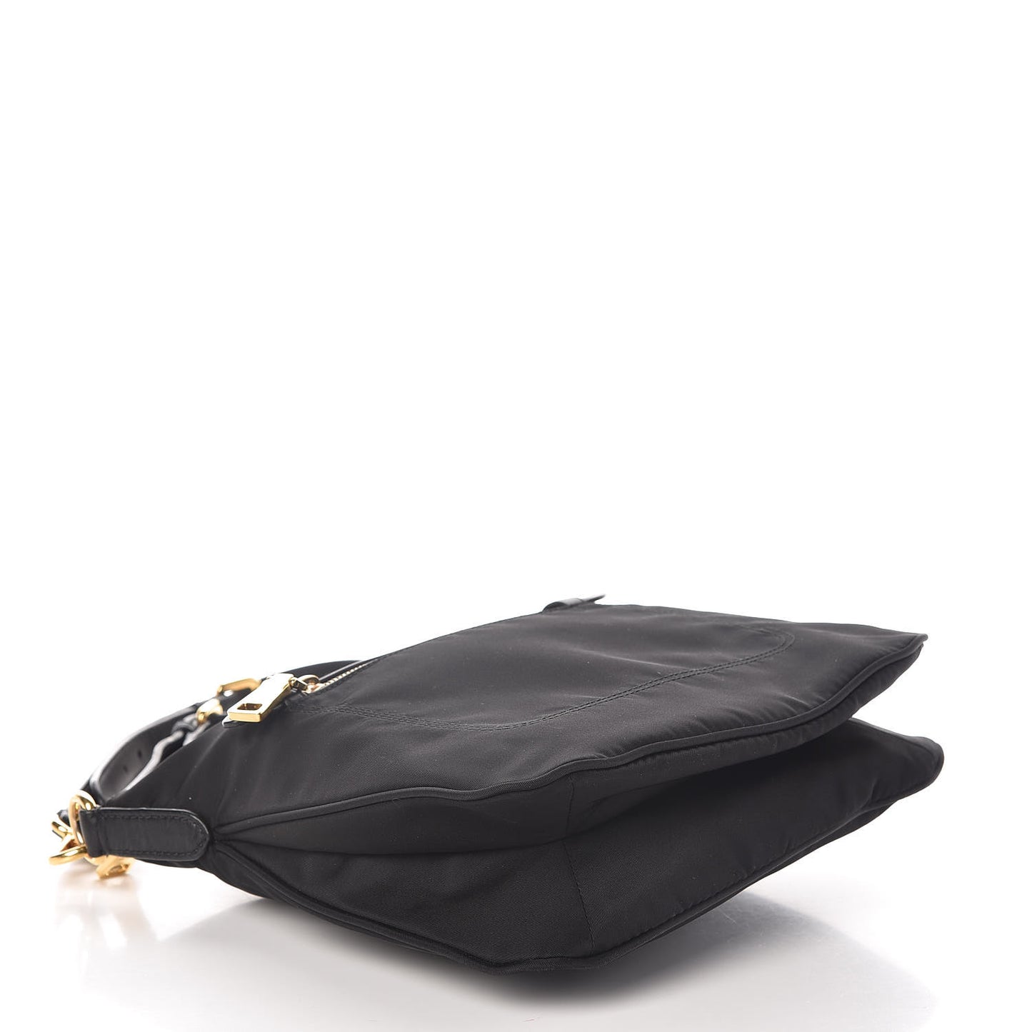 Nylon Flat Messenger Bag Black