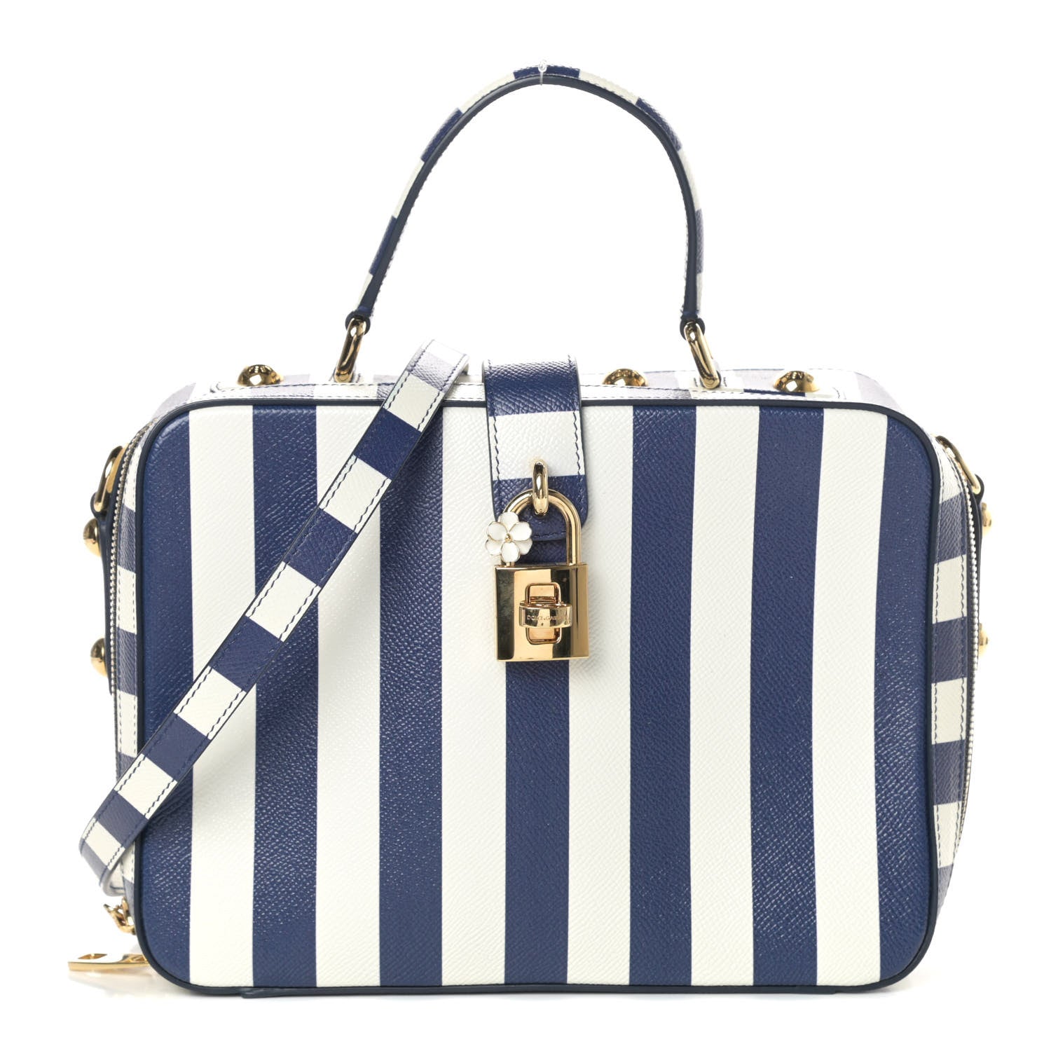 Dolce & Gabbana Dauphine Stripe Box Bag Blue White 1 of 9