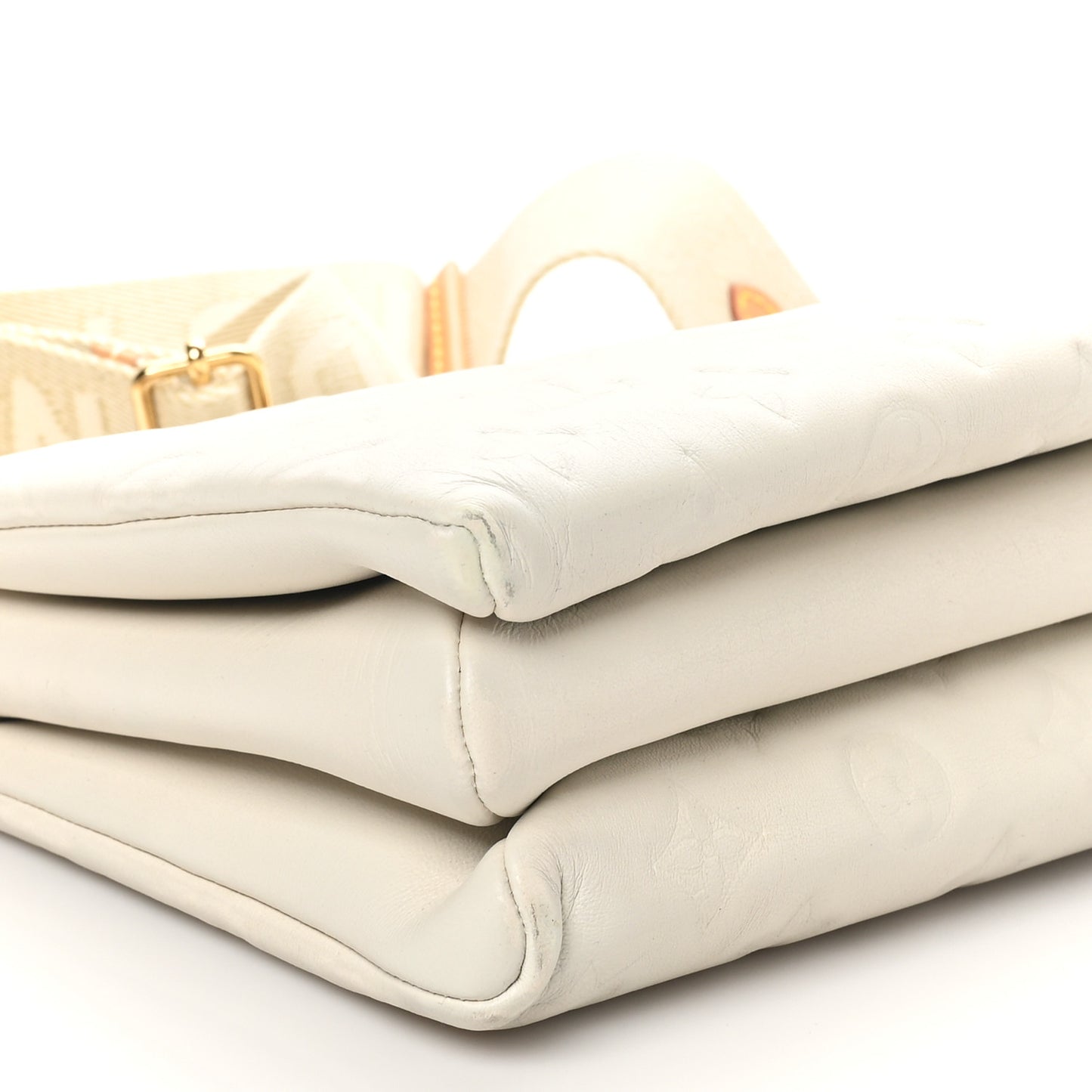 Lambskin Embossed Monogram Coussin PM Cream