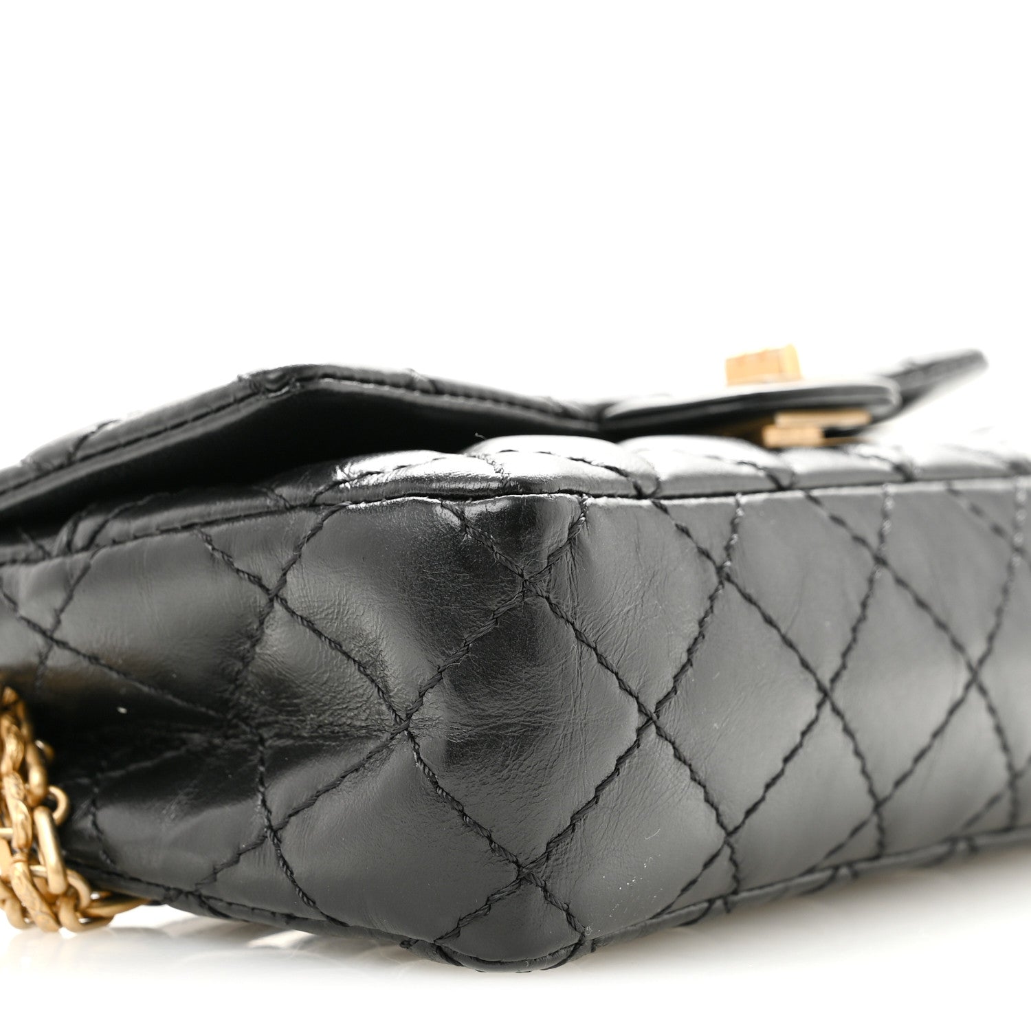 Chanel Aged Calfskin Quilted 2.55 Reissue Chain Waist Bag Black 9 of 13