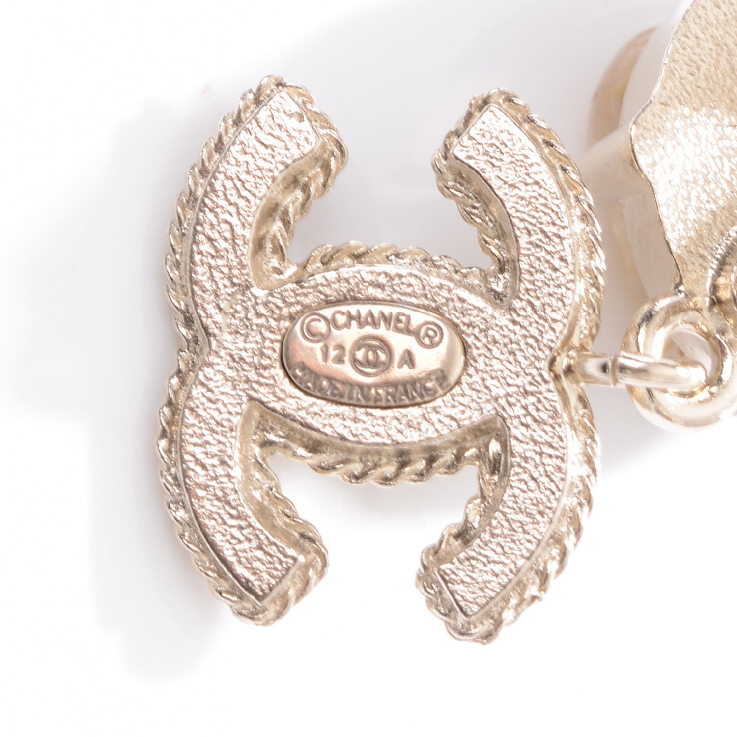 Chanel Rutilated Quartz CC Dangle Earrings Light Gold 4 of 5