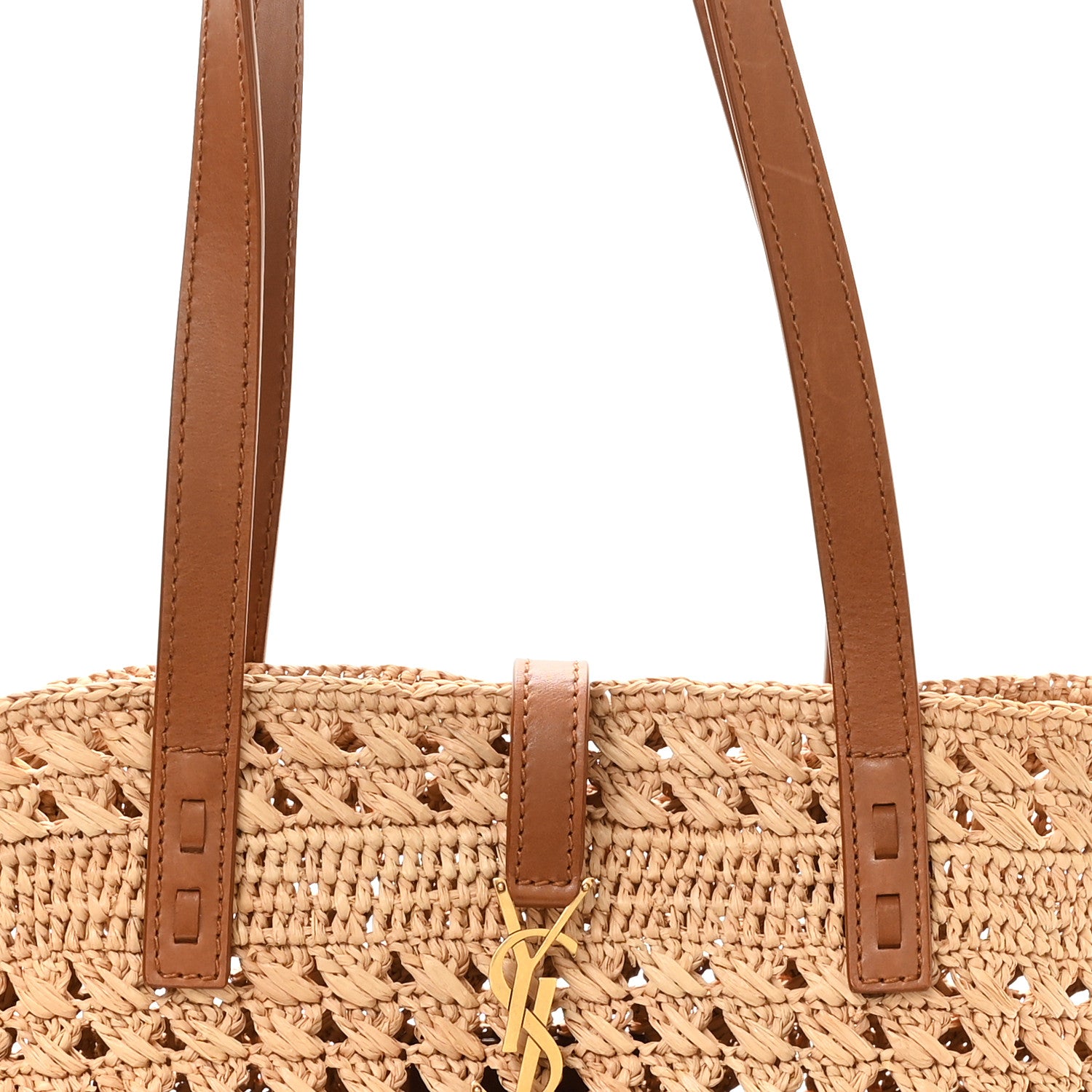 Saint Laurent Raffia Calfskin Small Panier Tote Naturel 8 of 11