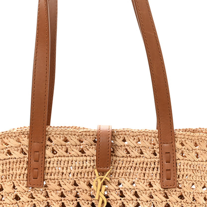 Saint Laurent Raffia Calfskin Small Panier Tote Naturel 8 of 11