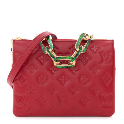 Louis Vuitton Mother of Pearl Lambskin Embossed Monogram Coussin BB Red Green 1 of 12