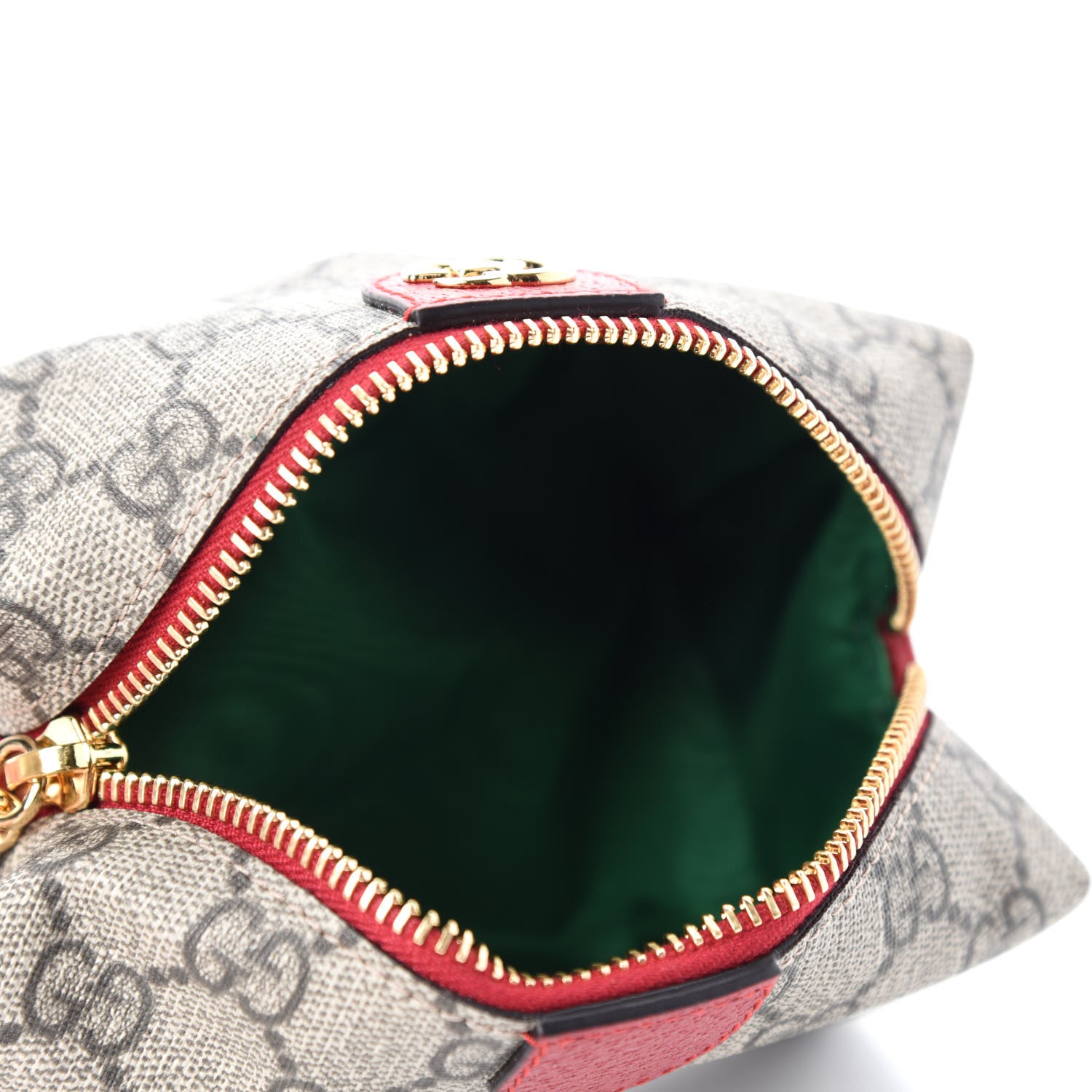 Gucci Soft GG Supreme Monogram Calfskin Small Ophidia Cosmetic Case Beige Ebony Hibiscus Red 5 of 7
