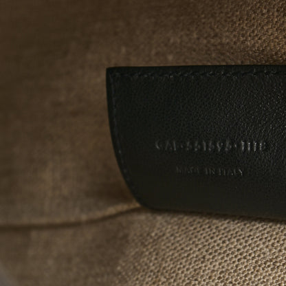 Saint Laurent Canvas Calfskin Teddy Drawstring Shopping Tote White Black 9 of 11