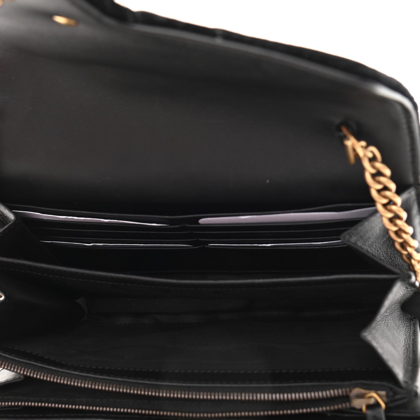 Velvet Matelasse GG Marmont Chain Wallet Black