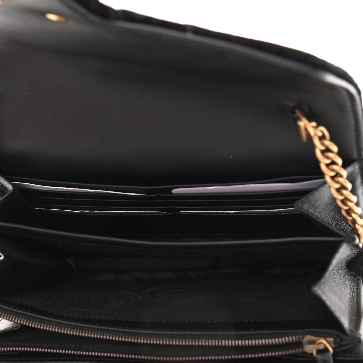 Gucci Velvet Matelasse GG Marmont Chain Wallet Black 5 of 13