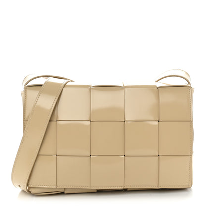 Bottega Veneta Patent Maxi Intrecciato Cassette Crossbody Bag Beige 1 of 11