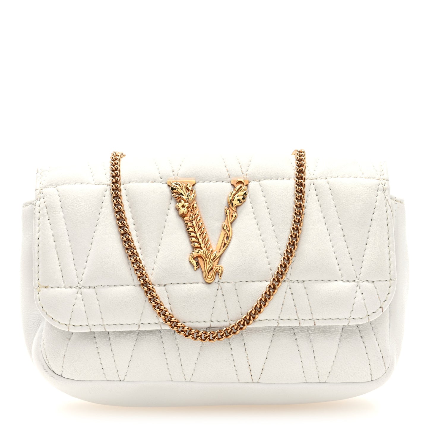 Nappa Quilted Virtus Evening Bag White