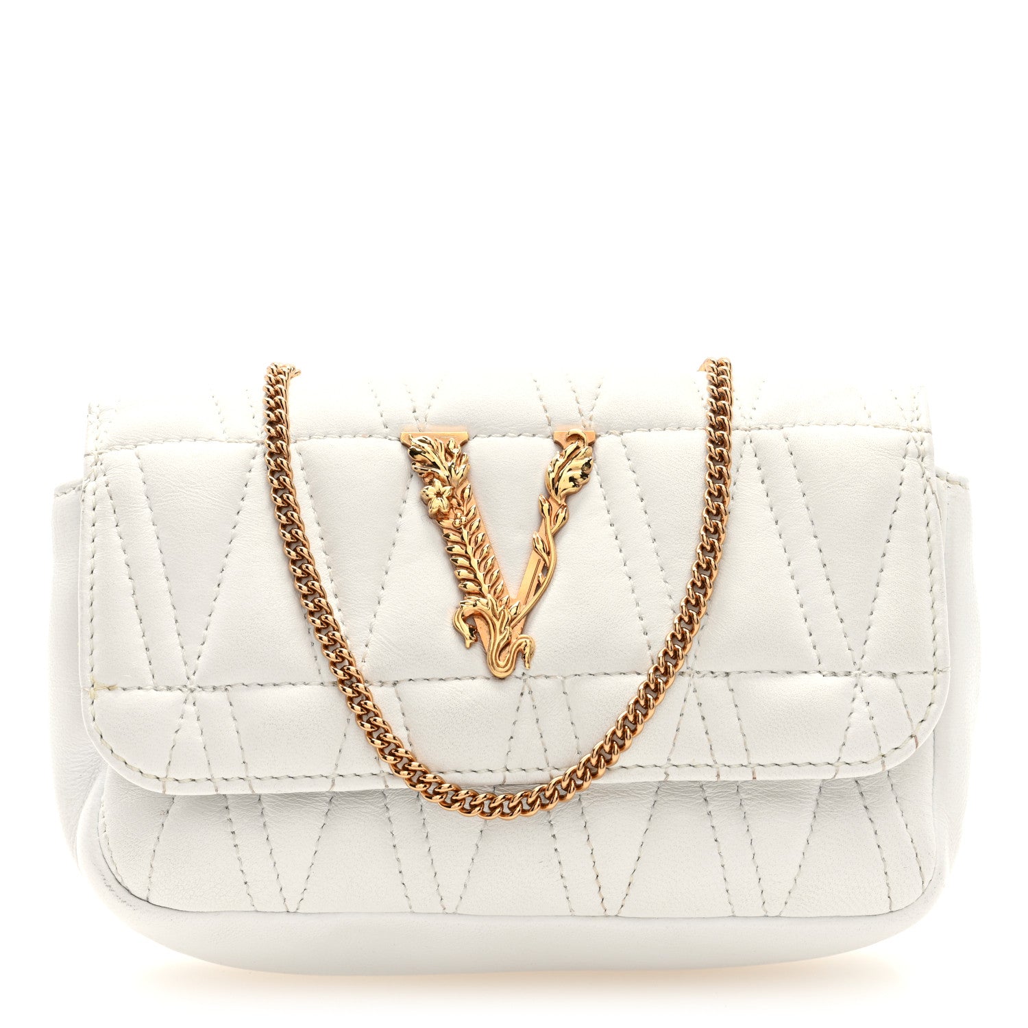 Versace Nappa Quilted Virtus Evening Bag White 1 of 9