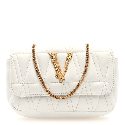 Versace Nappa Quilted Virtus Evening Bag White 1 of 9