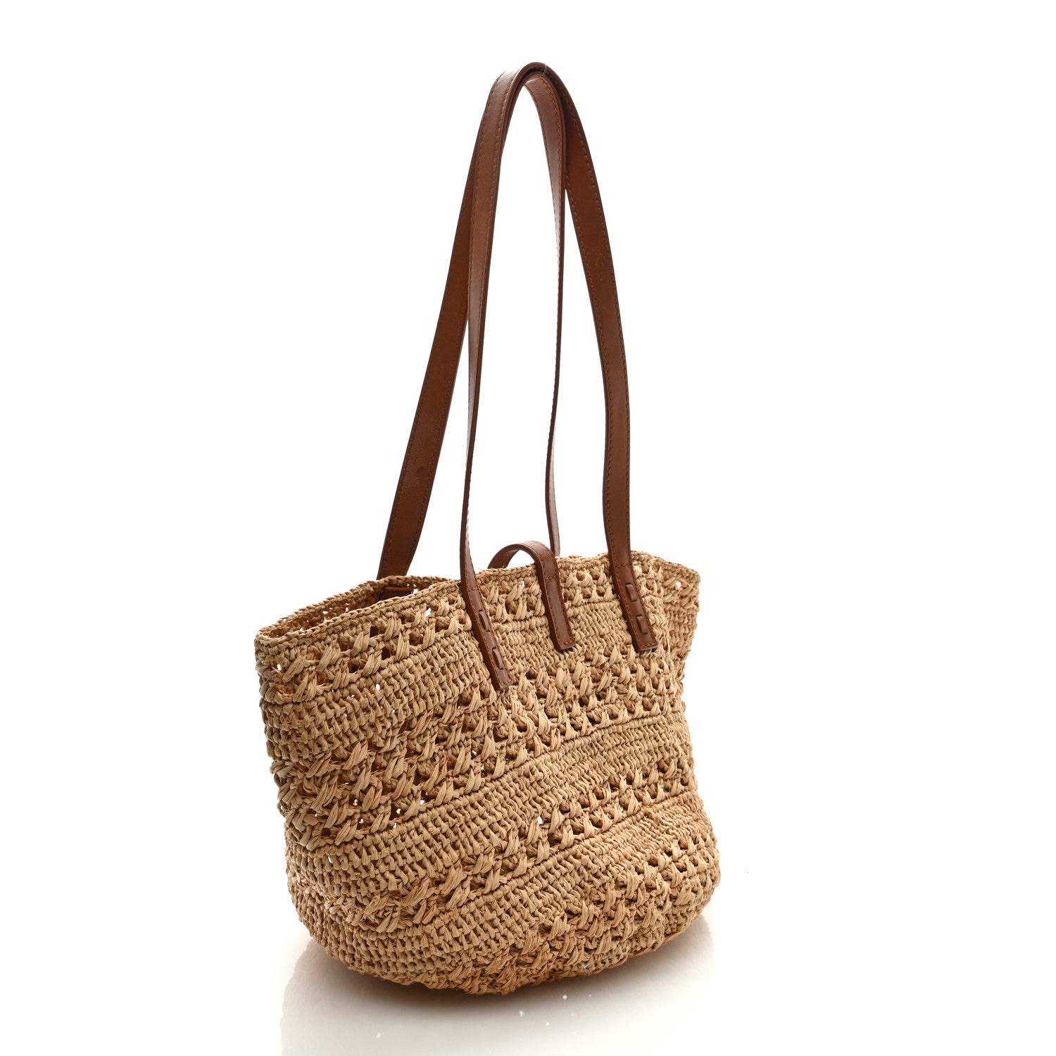 Saint Laurent Raffia Calfskin Small Panier Tote Naturel 2 of 8