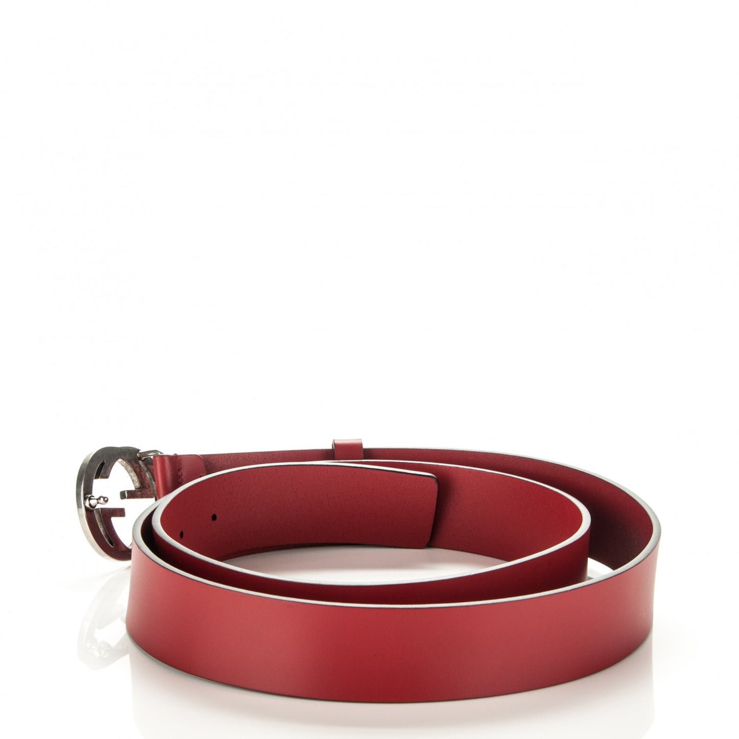 Selleria Calfskin Nickel Interlocking G 37mm Belt 115 46 Rosso