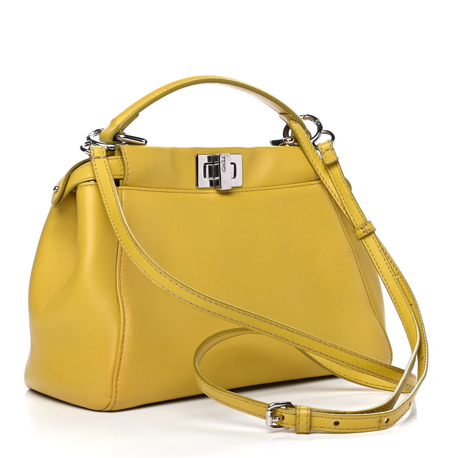 Fendi Nappa Mini Peekaboo Iconic Satchel Lime 2 of 4
