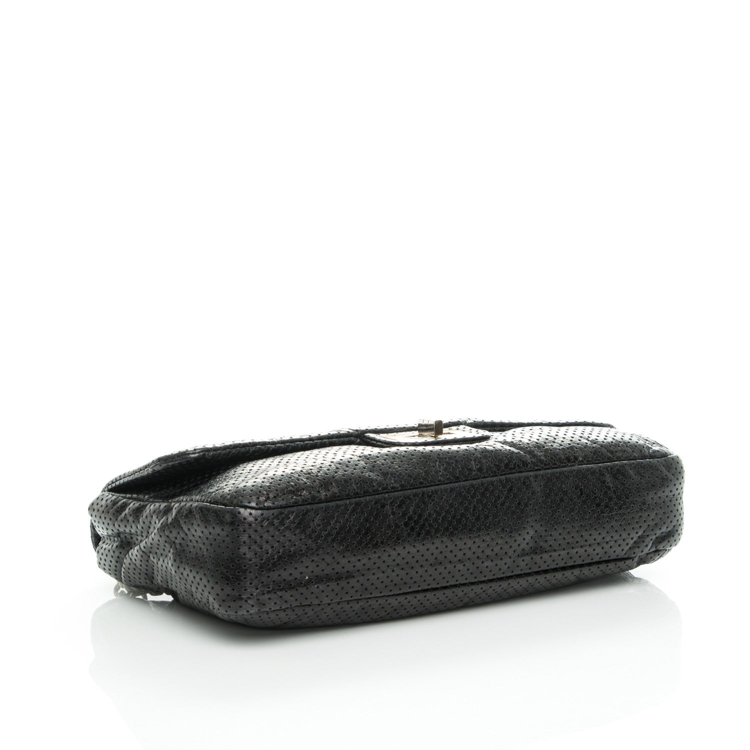 Chanel Metallic Crackled Calfskin Large Perforated Drill Flap Black 4 of 8