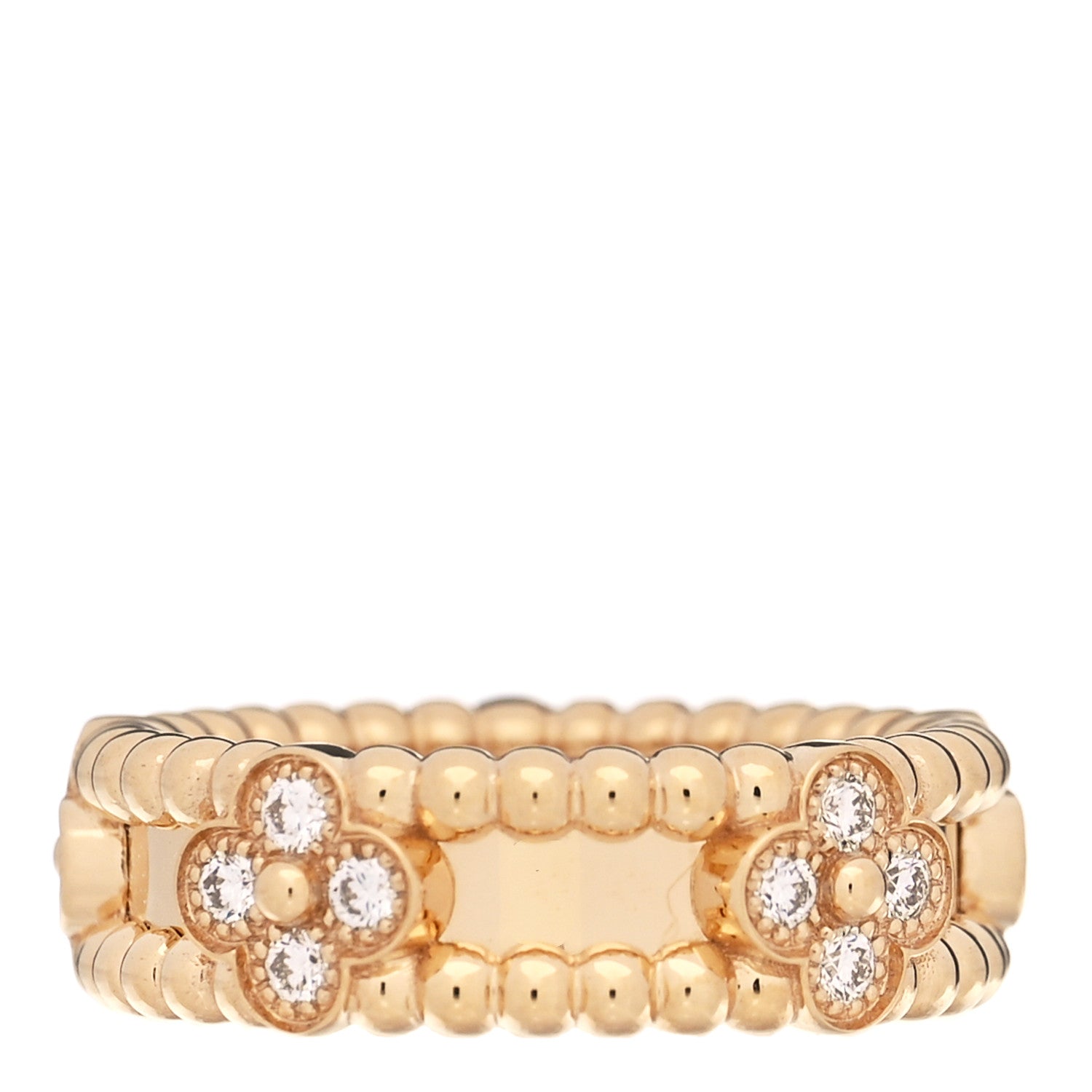 Van Cleef & Arpels 18K Yellow Gold Diamond Sweet Perlee Clovers Ring 47 4.25 3 of 5