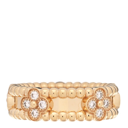 Van Cleef & Arpels 18K Yellow Gold Diamond Sweet Perlee Clovers Ring 47 4.25 3 of 5