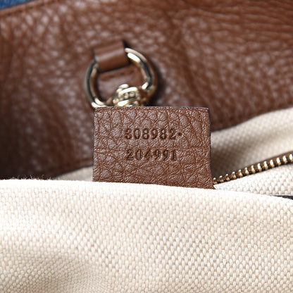 Gucci Denim Pebbled Calfskin Medium Soho Chain Shoulder Bag Blue Brown 6 of 9